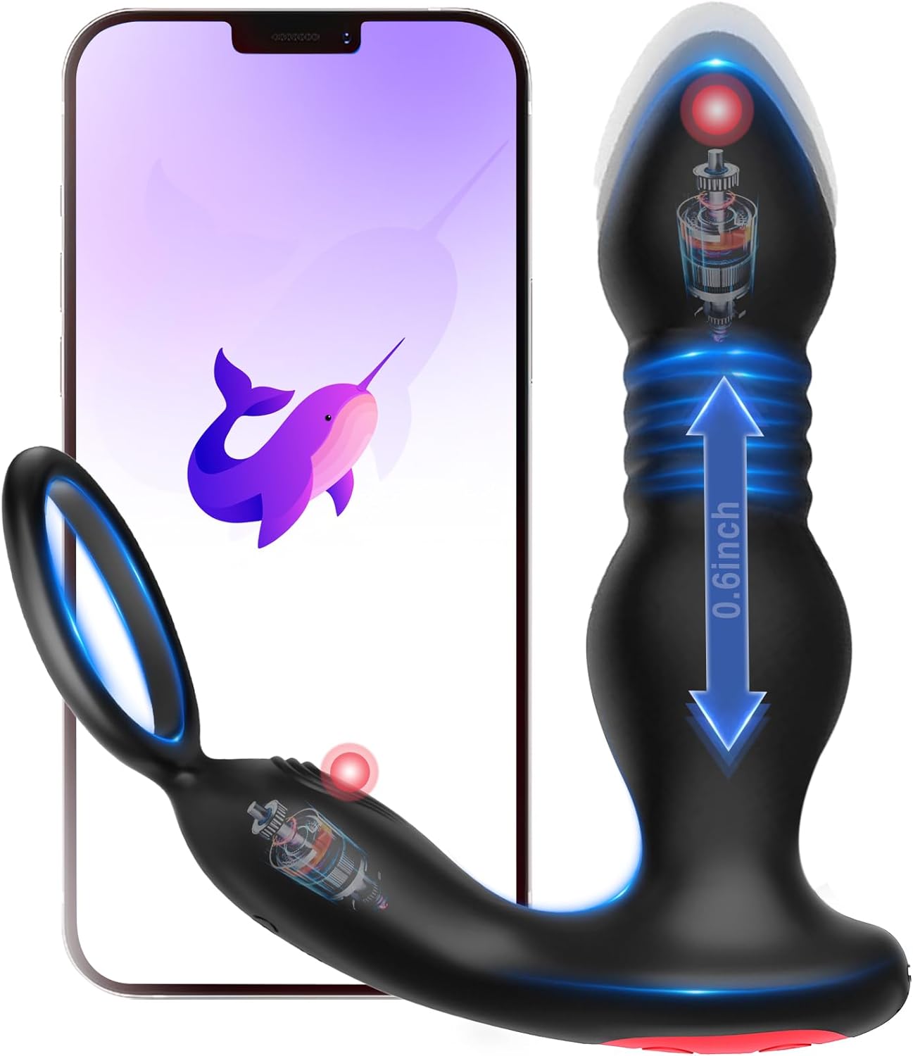 Estimulador de prostata con anillo vibrador, juguete sexual.